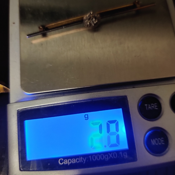 🇨🇦 Victorian 14K gold bar brooch with a diamond - Picture 12 of 12